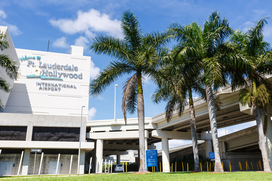 Dania Beach is conveniently near Fort Lauderdale Airport and has a slew of inexpensive places in which visitors can stay. Logo of Fort Lauderdale airport (FLL) in Florida. Fort Lauderdale, Florida – April 6, 2019, 