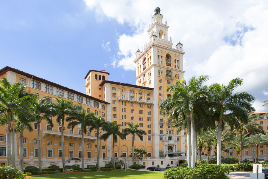 The historic resort The Biltmore hotel in located in Coral Gables, Florida near Miami. The Biltmore Hotel became the hallmark of Coral Gables. Photo credit ShutterStock.com, licensed.