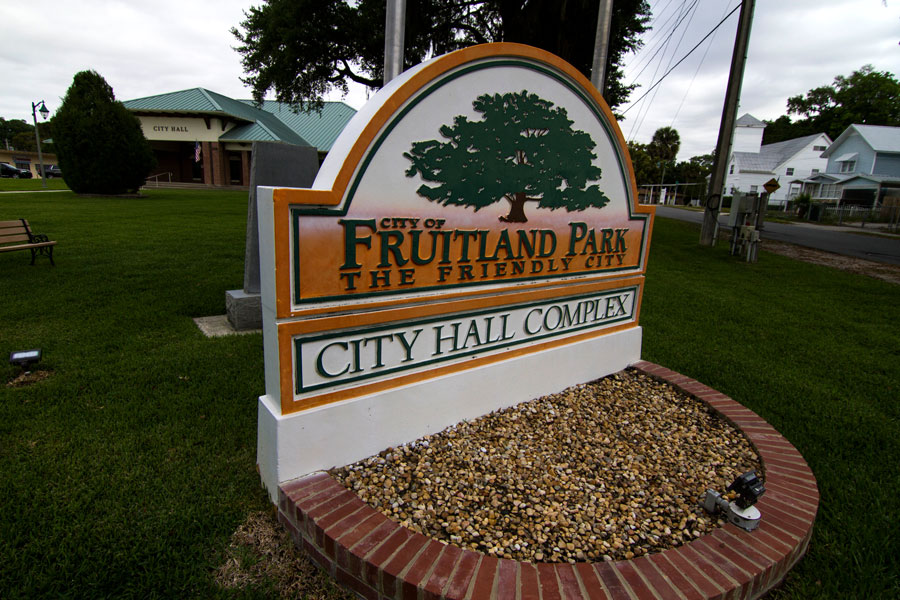 A sign outside Fruitland Park City Hall in Fruitland Park, Florida, March 25, 2019. 
