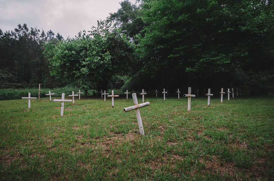 Boot Hill Cemetery at the former Arthur G. Dozier School for Boys in Marianna, Florida on April 21, 2012. 