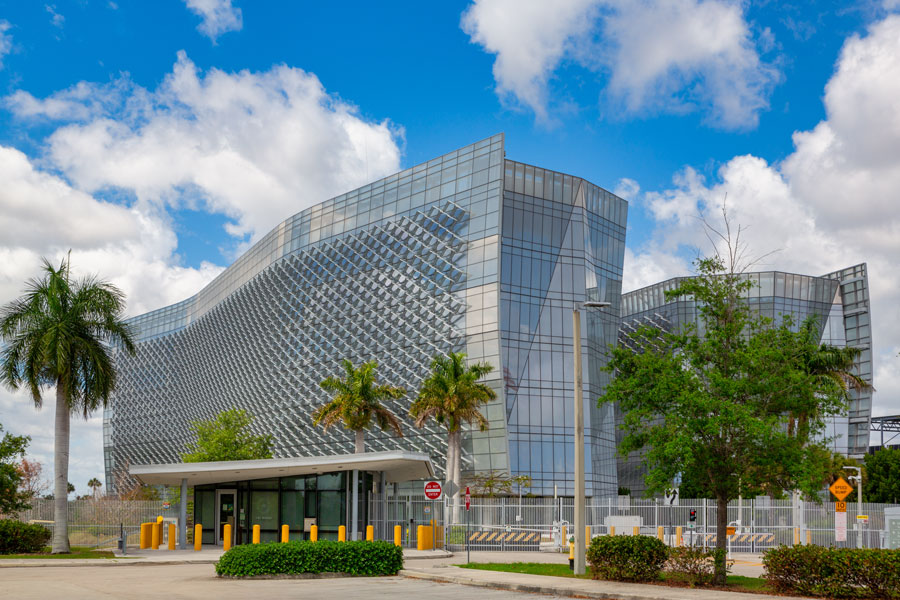 J. Edgar Hoover FBI Miami Federal Government Office in Miramar, Florida as seen on March 15, 2020. File photo: YES Market Media, Shutterstock.com, licensed.