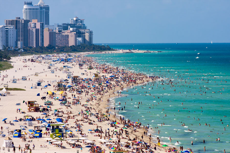 Miami's south beach, a view from port entry channel. Photo credit ShutterStock.com, licensed.